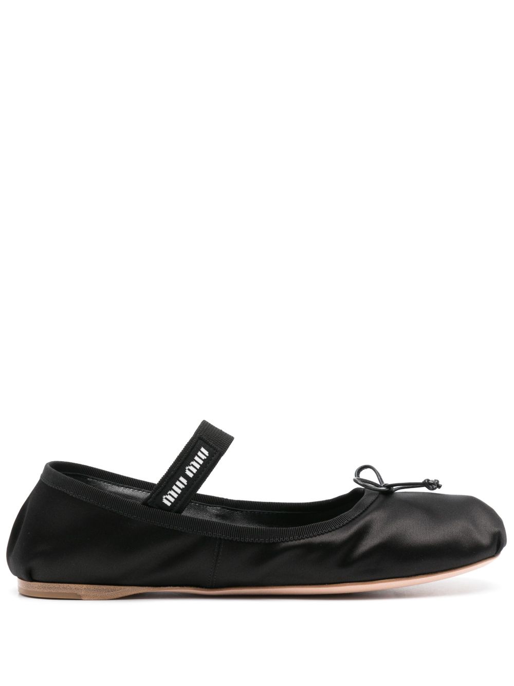 Miu Miu Pre-Owned 缎面平底鞋（典藏款） - 黑色