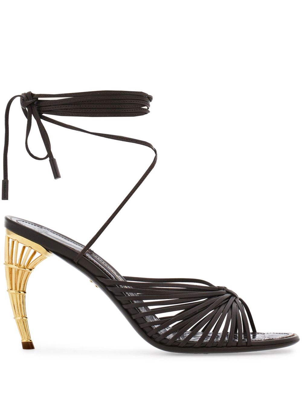 Ferragamo 笼形鞋跟细节凉鞋 - 褐色