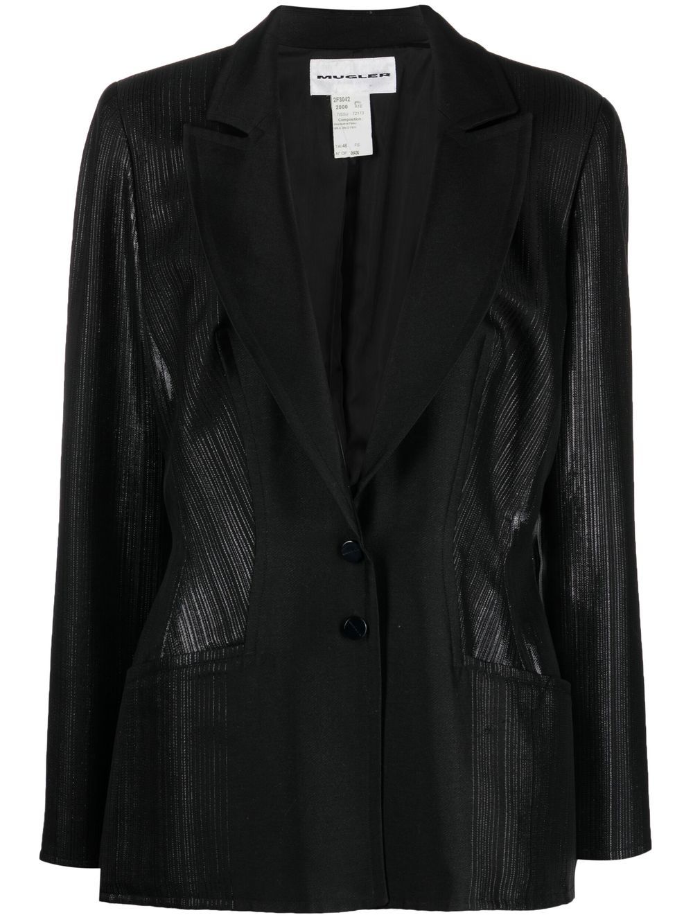 Thierry Mugler Pre-Owned 平驳领拼接西装夹克 - 黑色