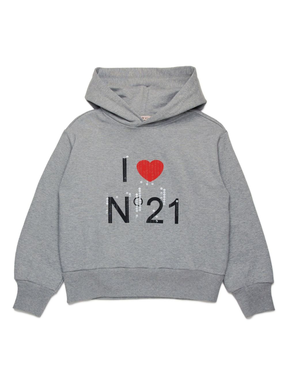 Nº21 Kids logo印花棉连帽衫 - 灰色