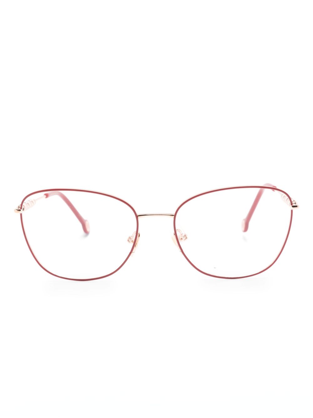 Carolina Herrera 猫眼金属框眼镜 - 红色