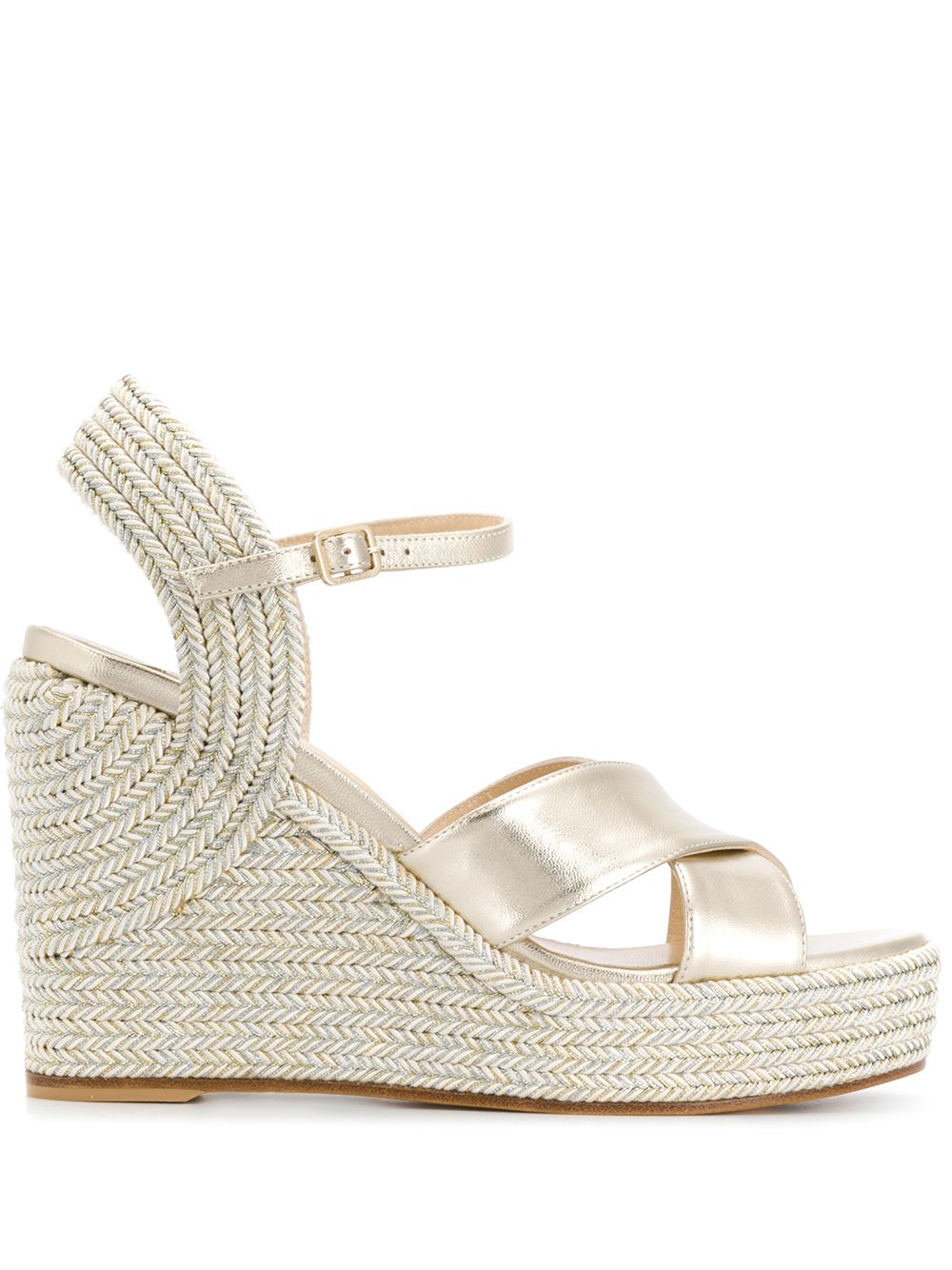 Jimmy Choo 周仰杰 Dellena 坡跟草编鞋 - 金色