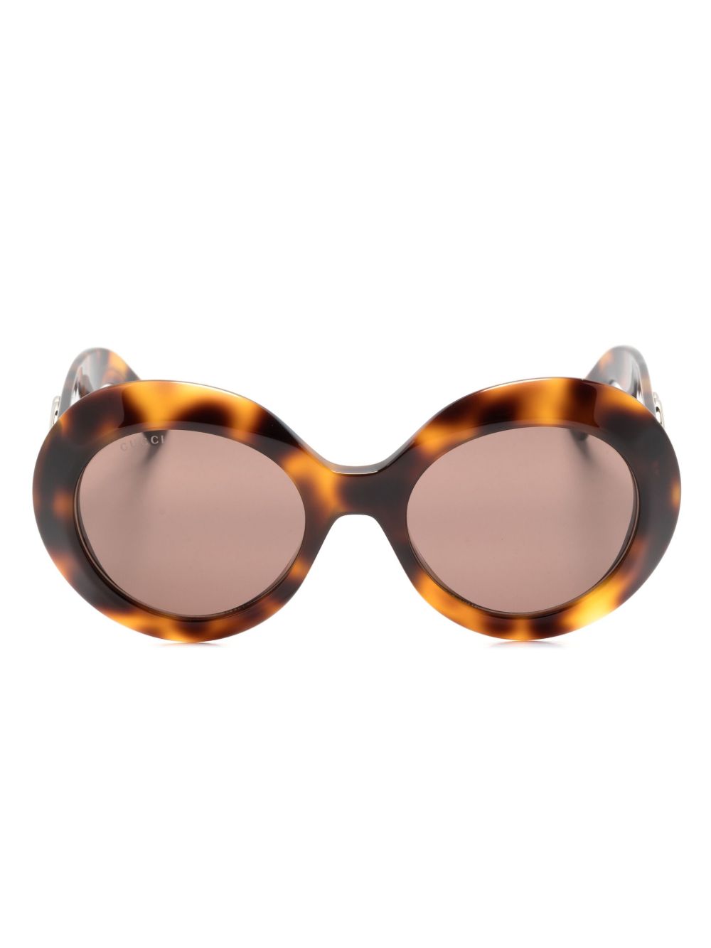 Gucci Eyewear 圆框太阳眼镜 - 褐色