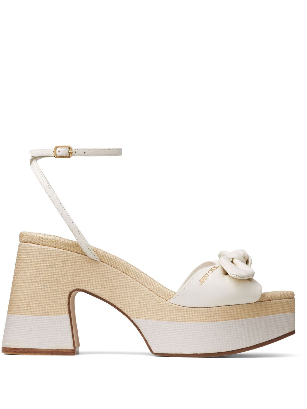 Jimmy Choo Ricia 皮质水台式高跟凉鞋 - 白色