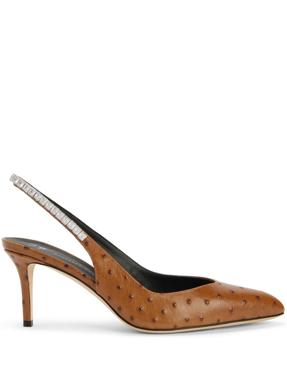 Giuseppe Zanotti Rachyl 鸵鸟皮中跟鞋 - 褐色