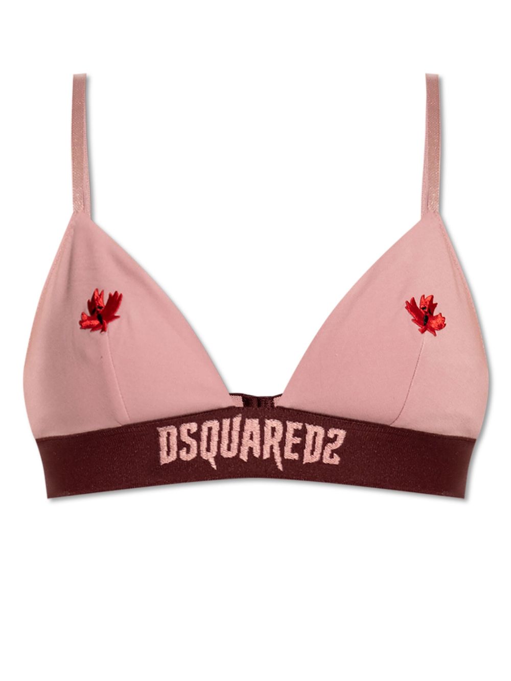 DSQUARED2 logo刺绣底围文胸 - 粉色
