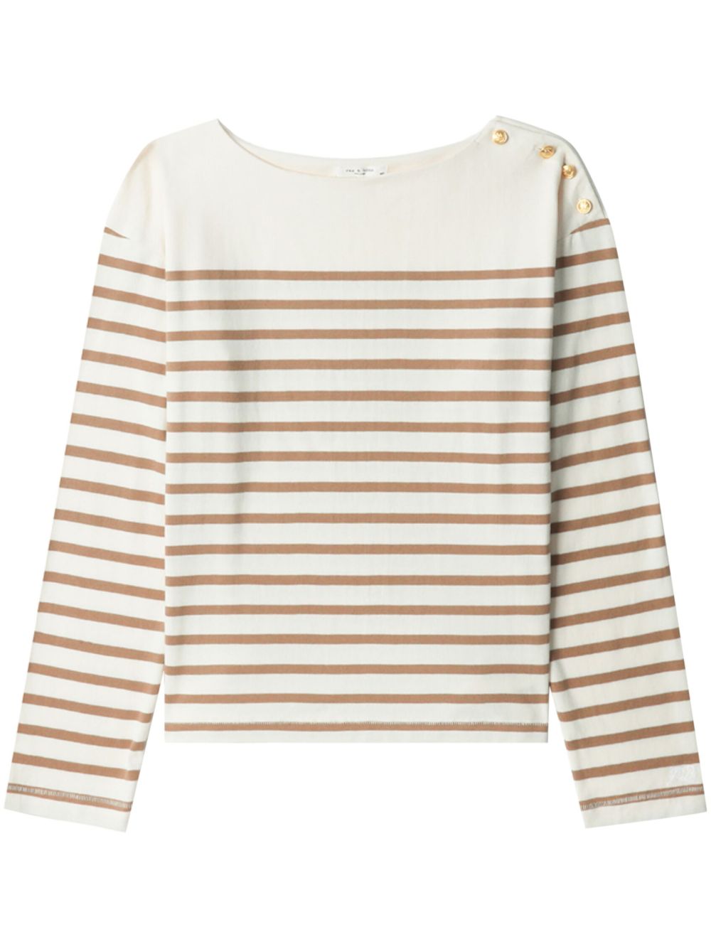 rag & bone Bardot 条纹长袖上衣 - 白色