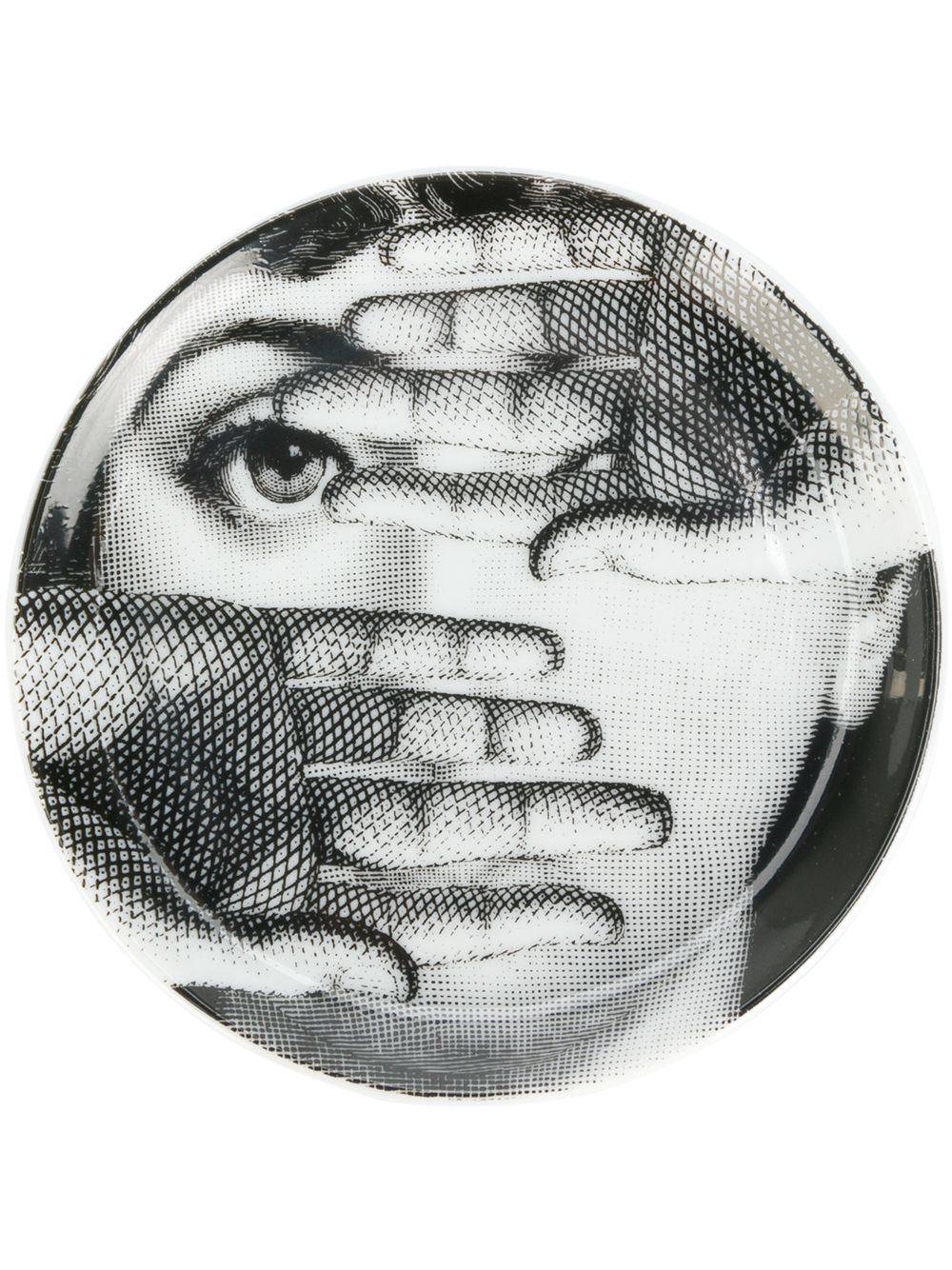 Fornasetti 人脸印花盘子 - 黑色