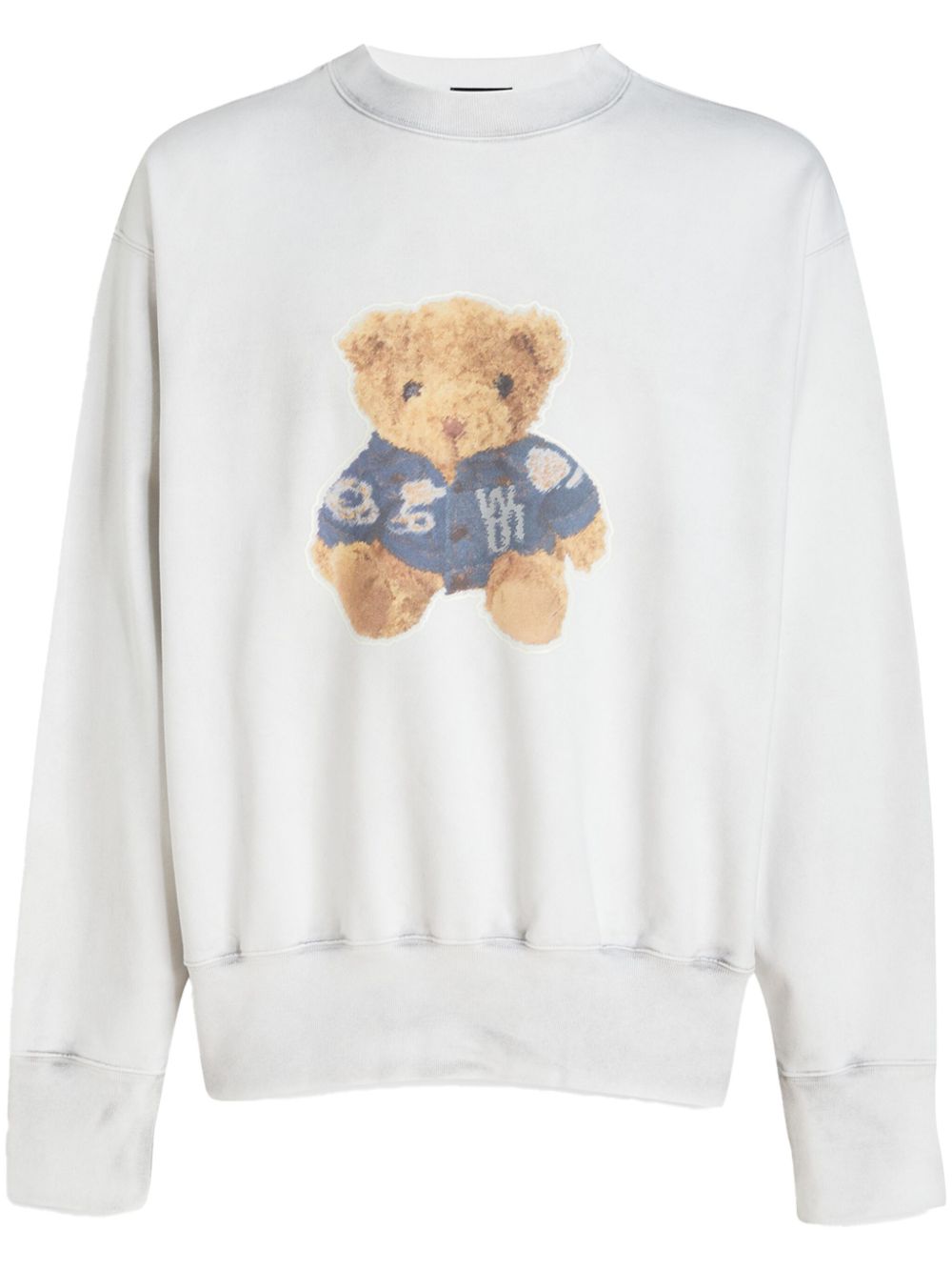 We11done Denim Jacket Teddy 印花卫衣 - 白色
