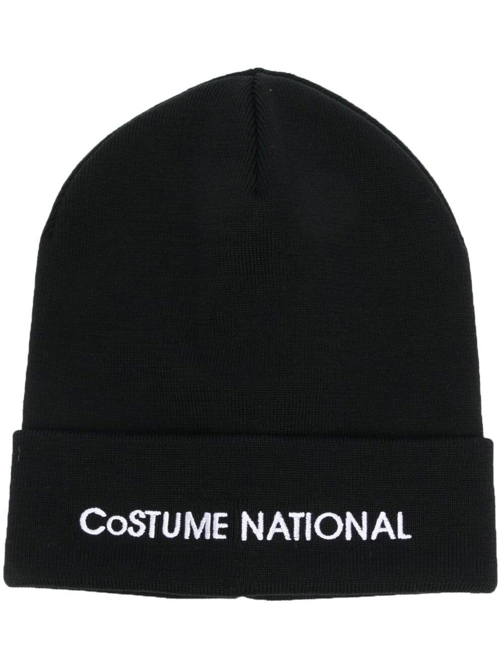 costume national contemporary logo刺绣套头帽 - 黑色