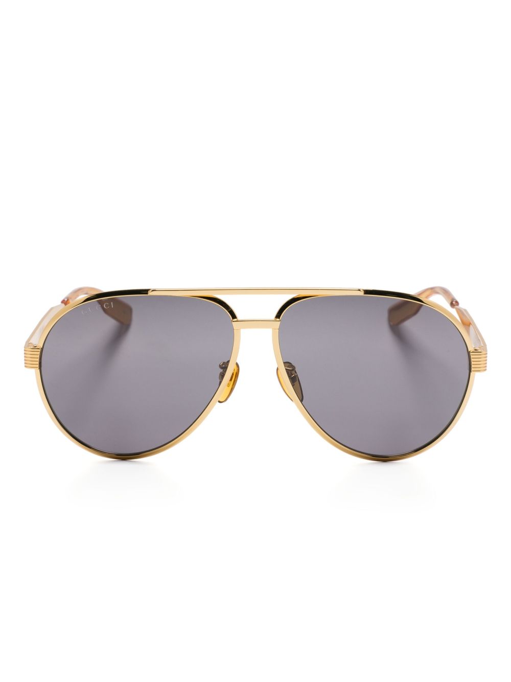 Gucci Eyewear 飞行员镜框太阳眼镜 - 金色