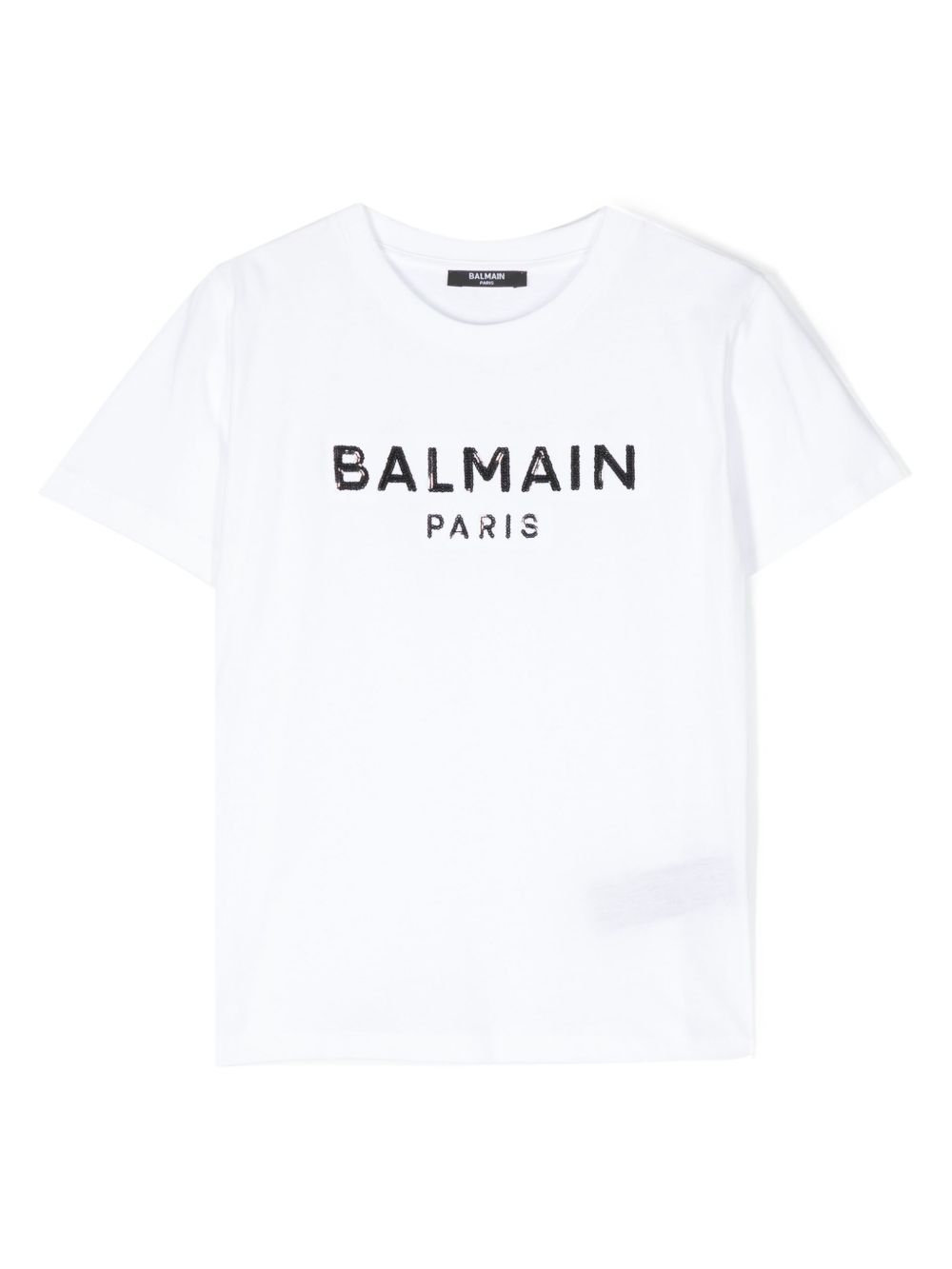 Balmain Kids logo亮片棉T恤 - 白色