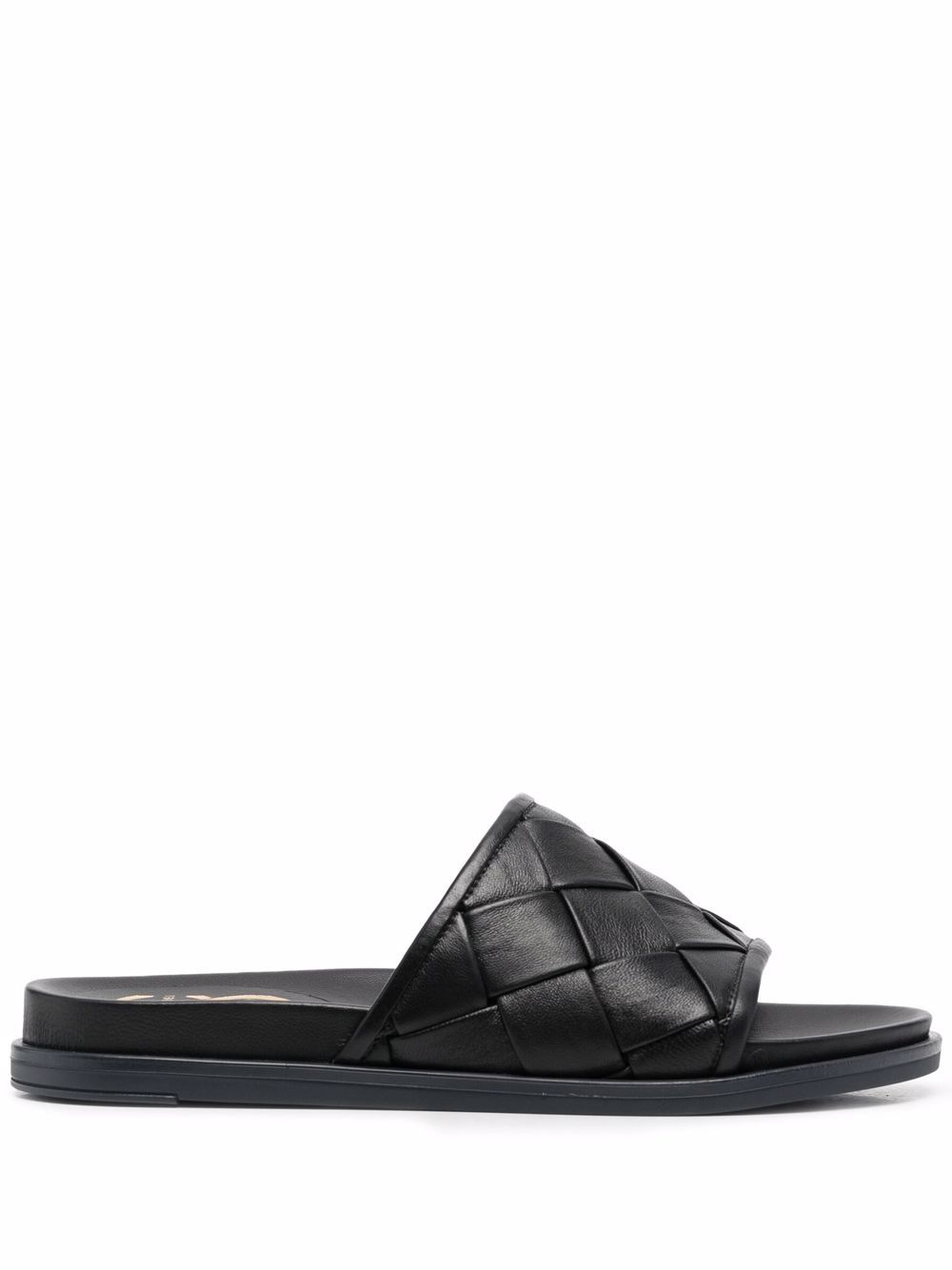 Casadei 编织皮质拖鞋 - 黑色