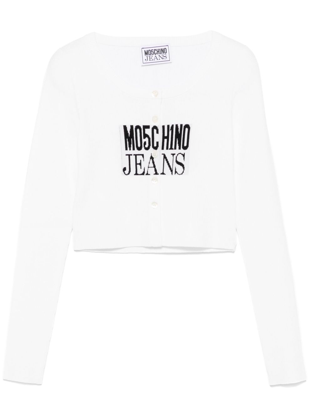 MOSCHINO JEANS logo提花开衫 - 白色