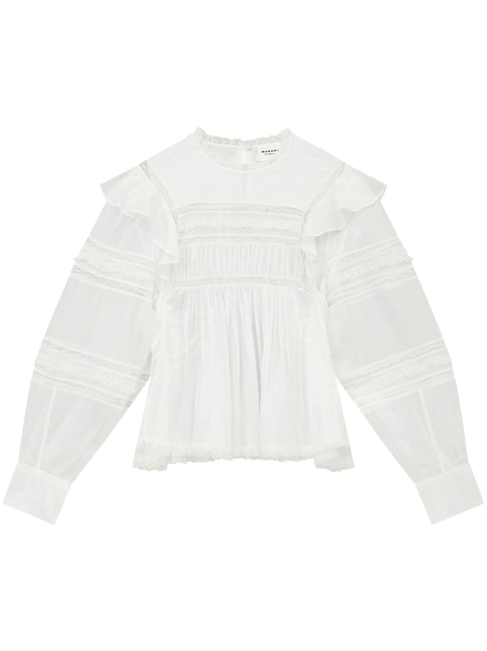 MARANT ÉTOILE Ganael 荷叶边细节棉罩衫 - 白色