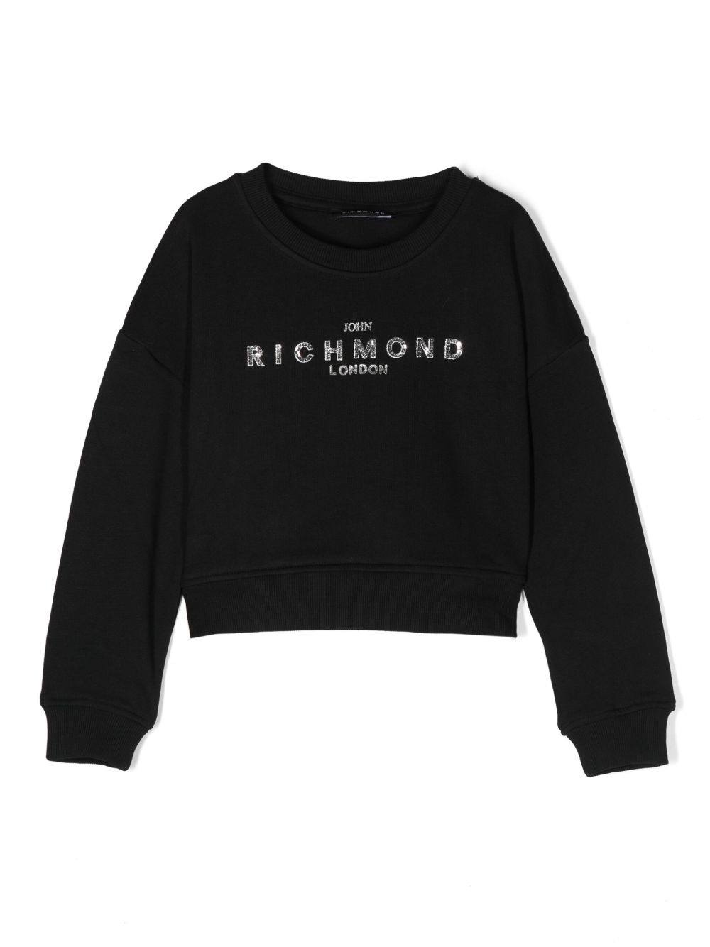 John Richmond Junior 亮片logo细节套头衫 - 黑色