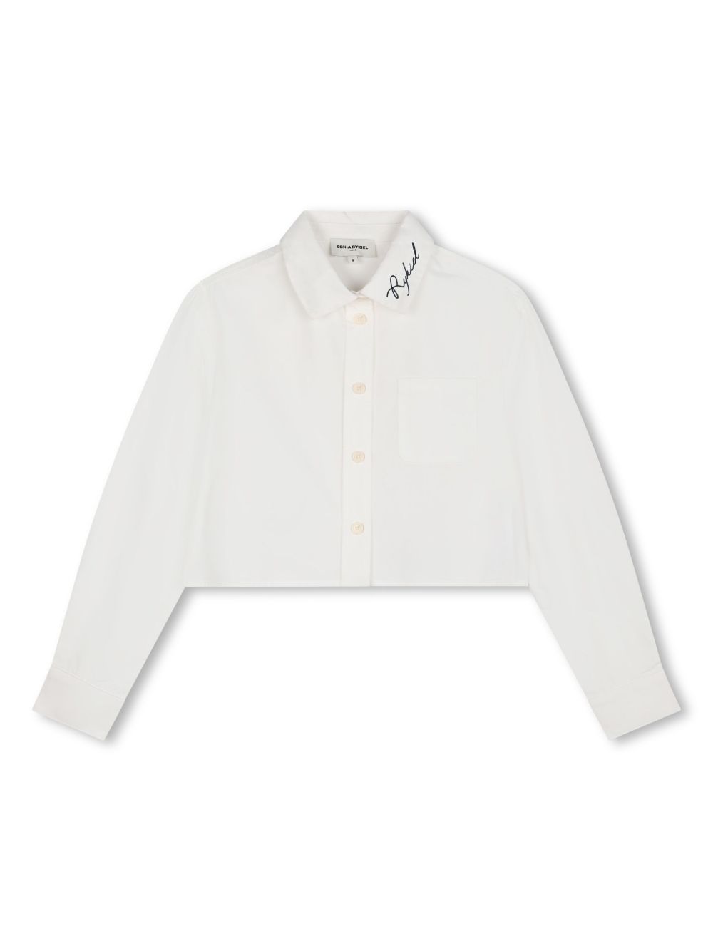SONIA RYKIEL ENFANT logo刺绣短款衬衫 - 白色