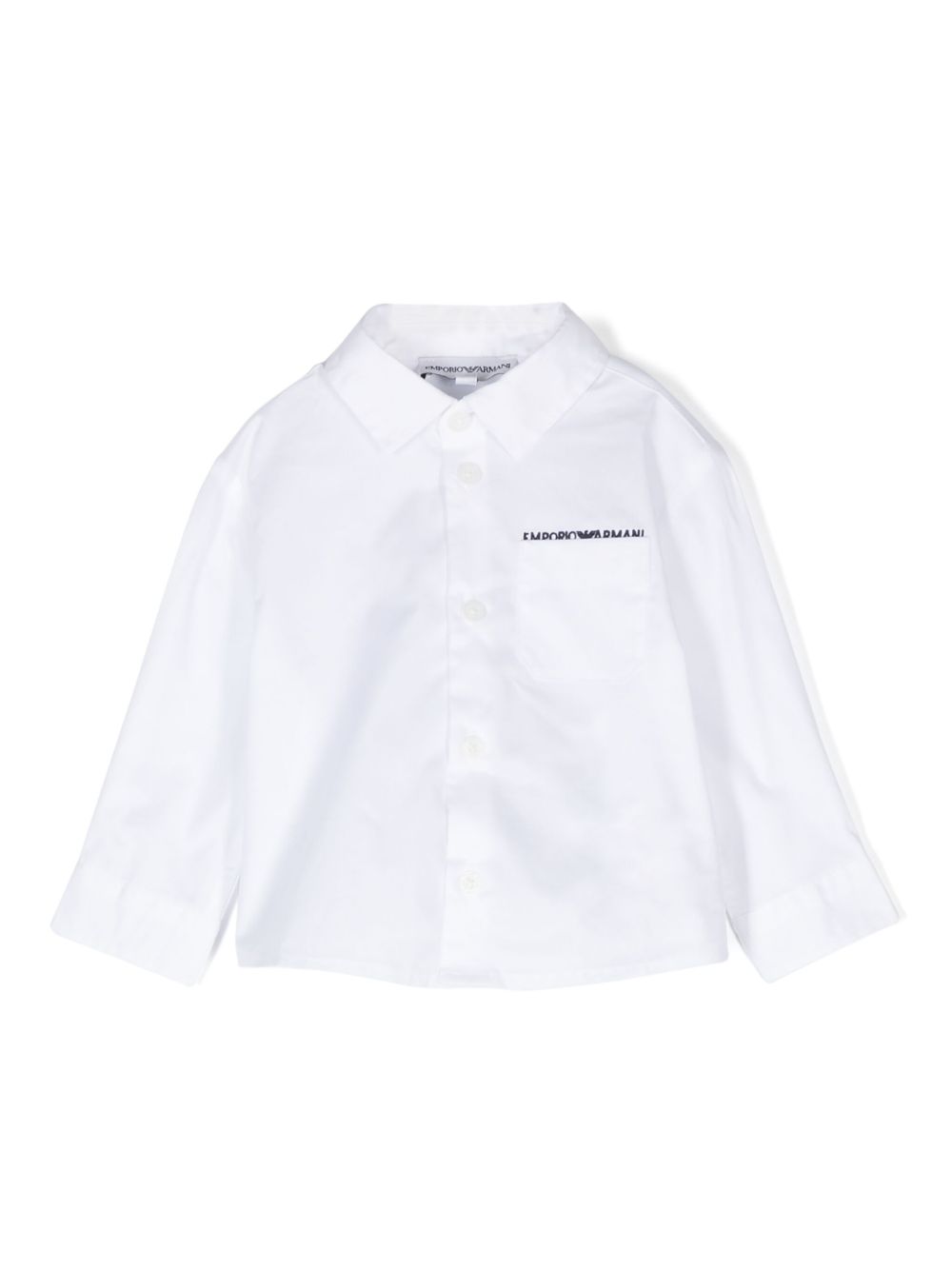 Emporio Armani Kids logo刺绣衬衫 - 白色