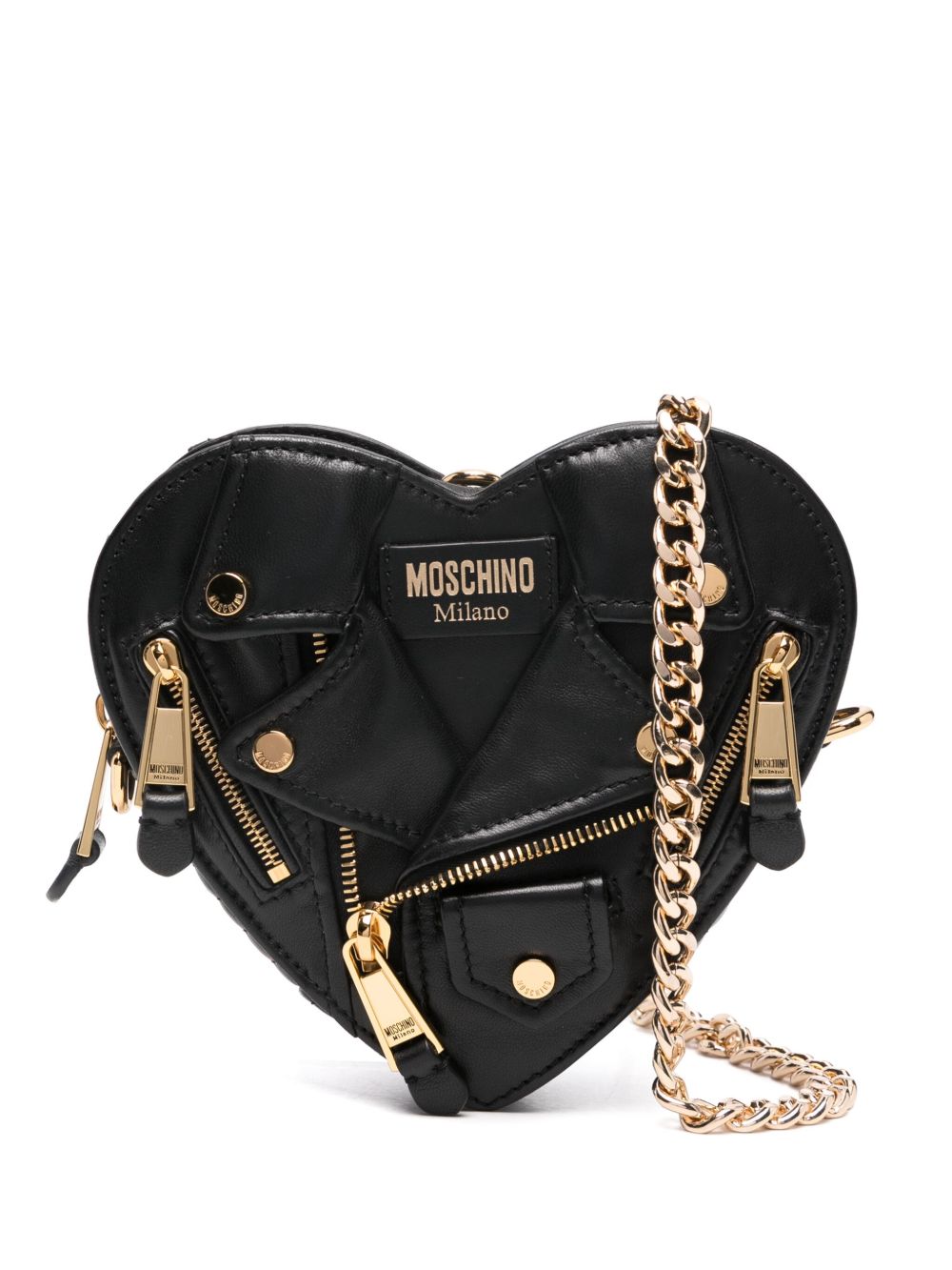Moschino Pre-Owned Heart Biker 斜挎包（典藏款） - 黑色
