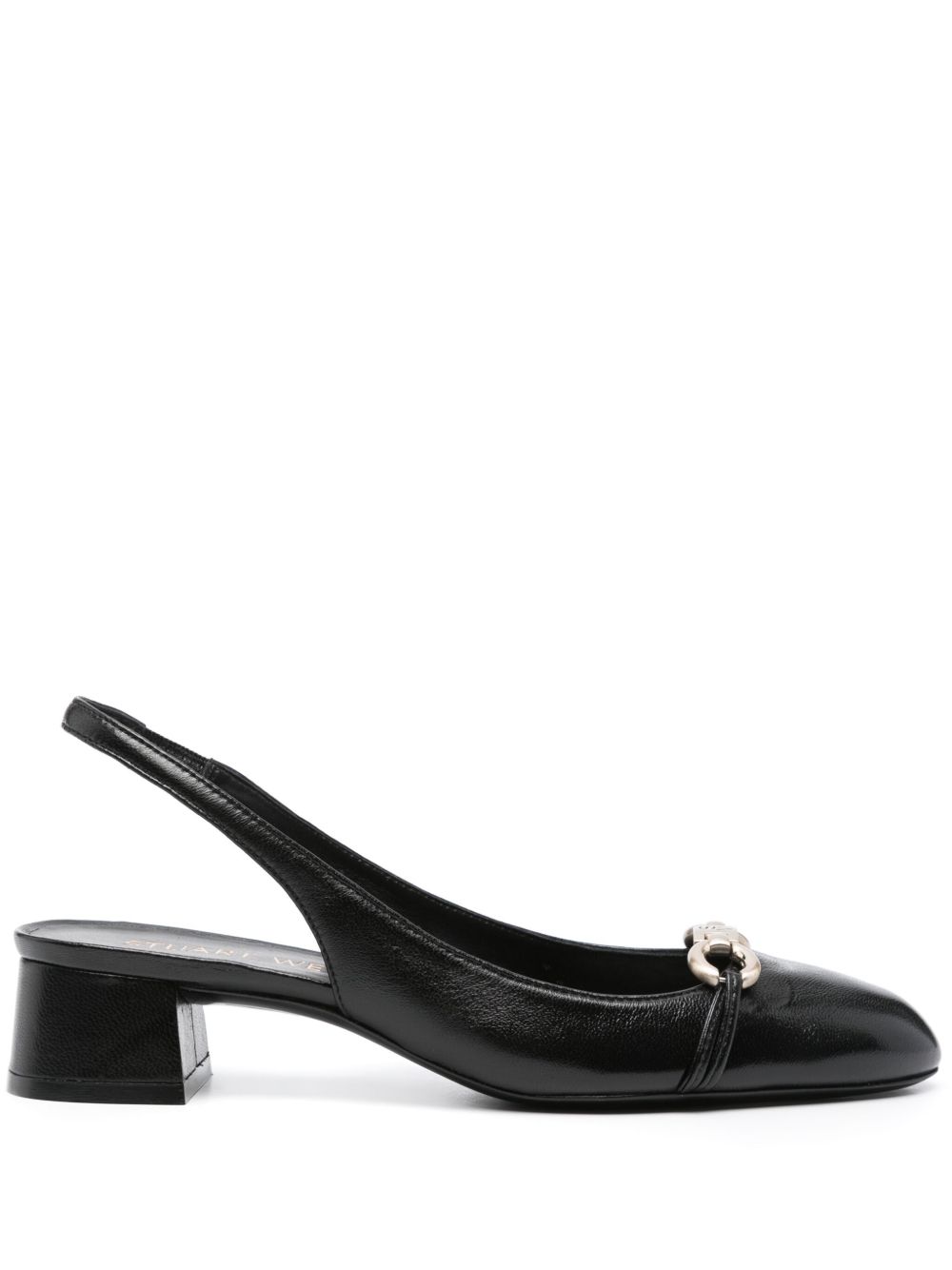 Stuart Weitzman Vivienne 皮质低跟鞋 - 黑色