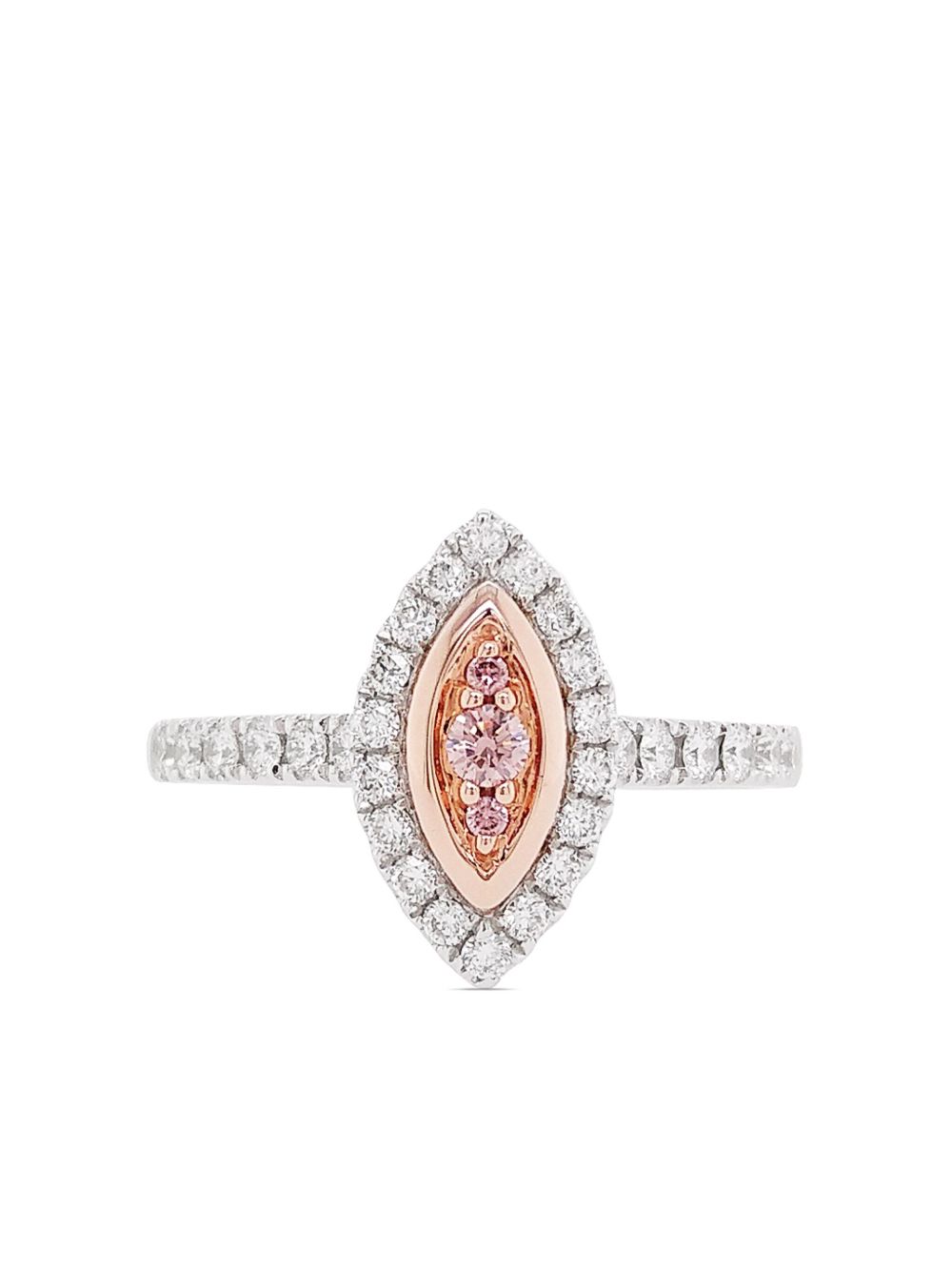 HYT Jewelry 玫瑰金白金钻石戒指 - 银色