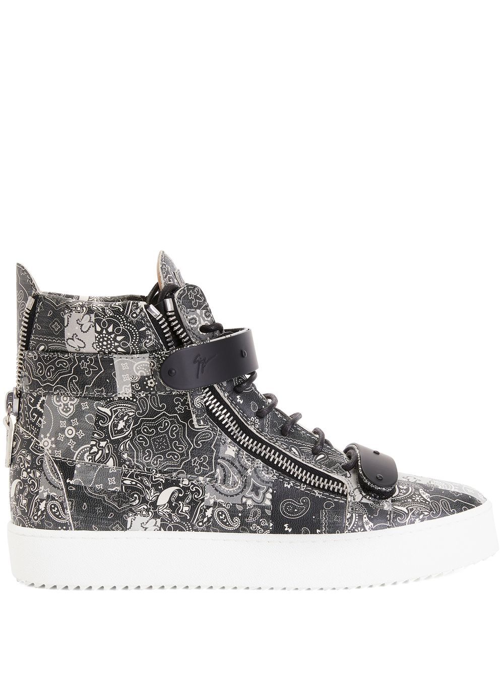 Giuseppe Zanotti 佩斯理印花高帮运动鞋 - 黑色