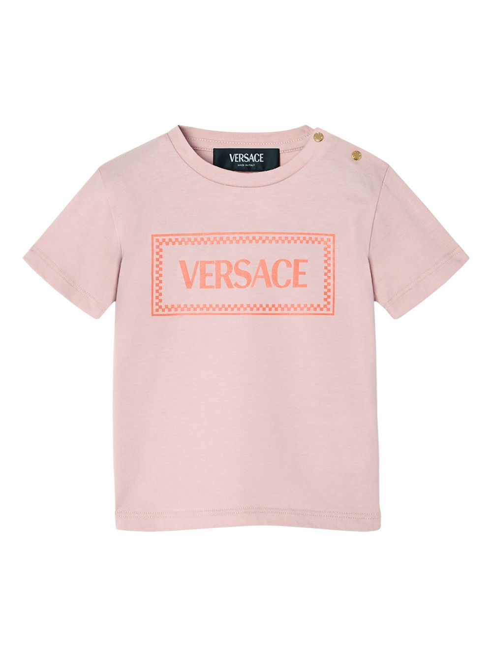 Versace Kids logo印花平纹针织T恤 - 粉色