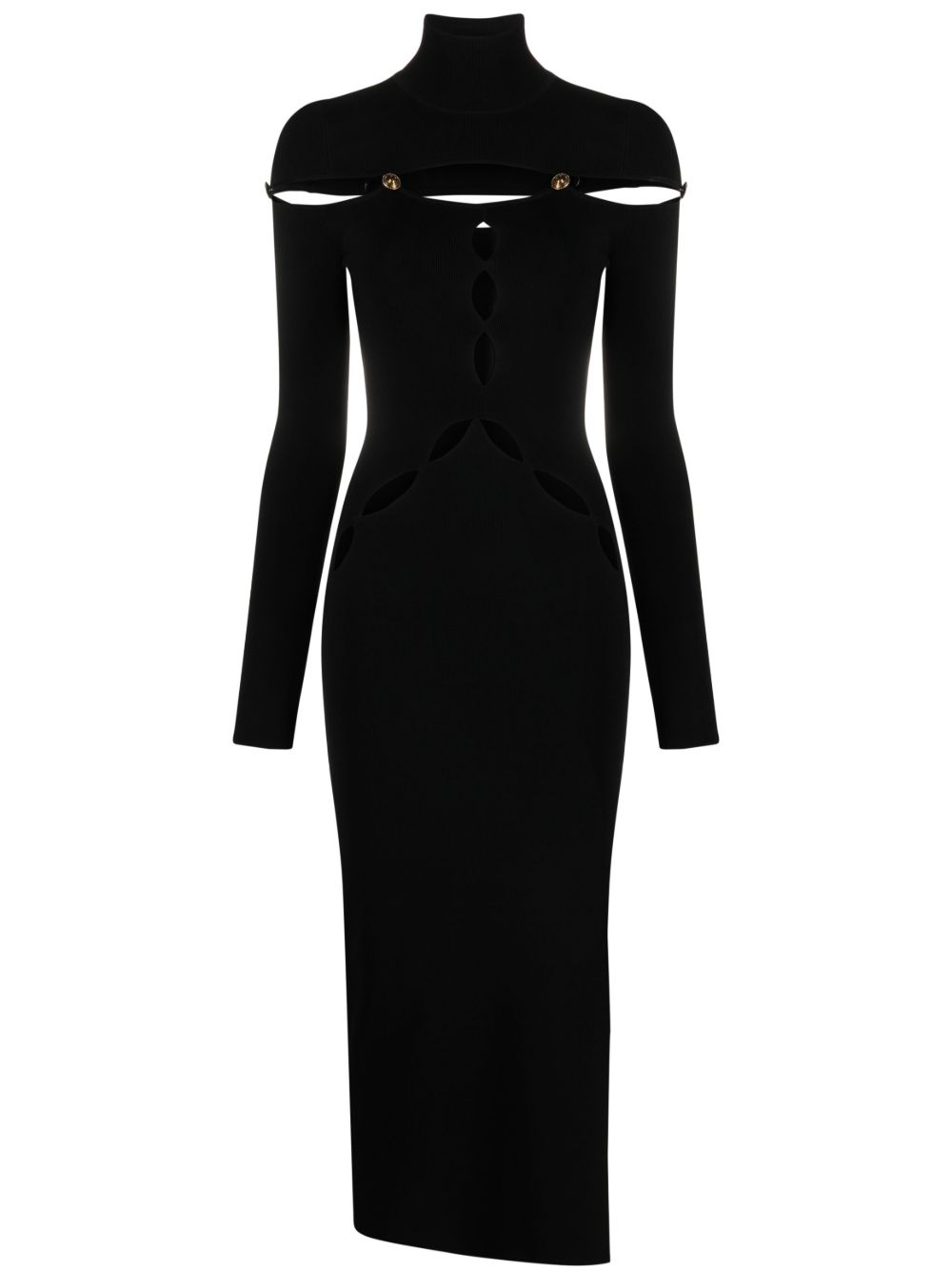 Versace Jeans Couture Medusa 缀饰镂空连衣裙 - 黑色