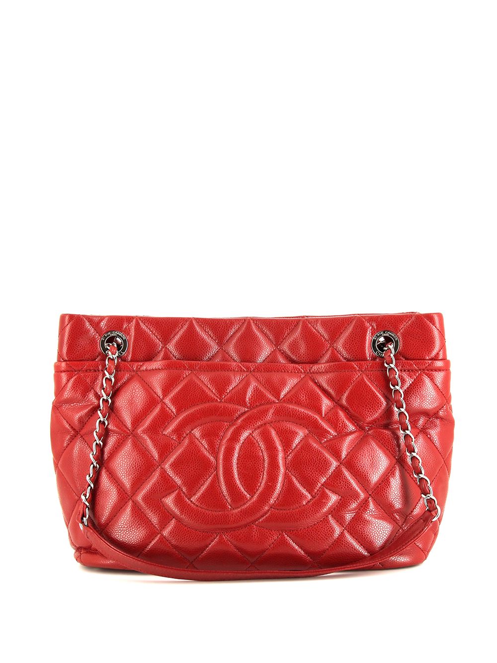 CHANEL Pre-Owned CC 菱纹绗缝手提包 - 红色