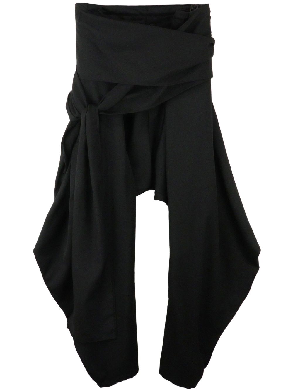 Yohji Yamamoto R-Tied 羊毛垮裤 - 黑色