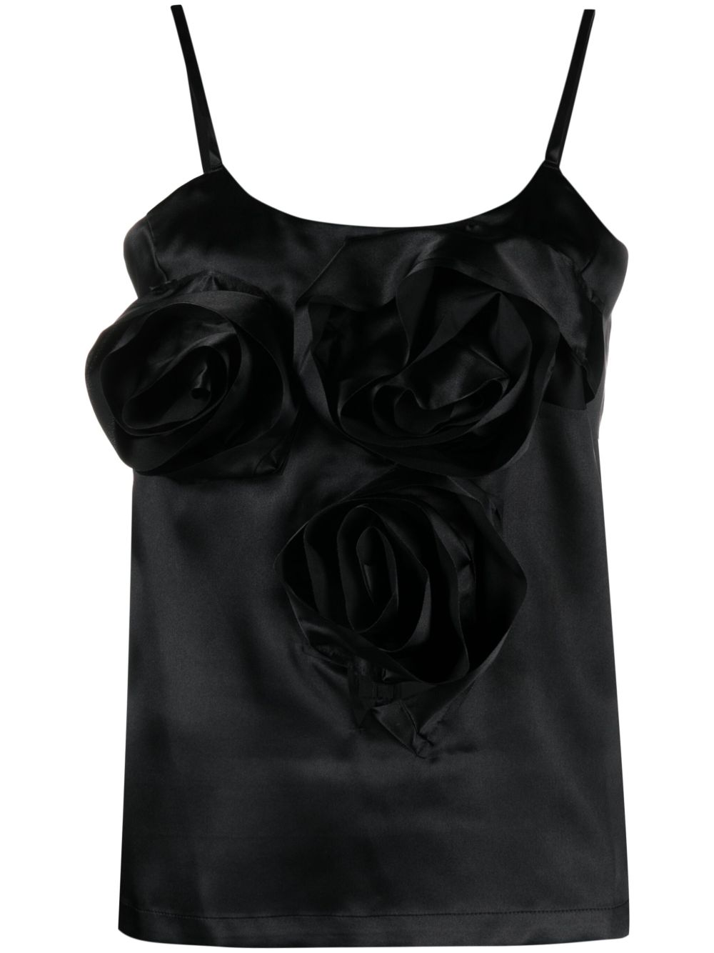 Comme Des Garçons Comme Des Garçons 花卉贴花褶饰坦克背心 - 黑色