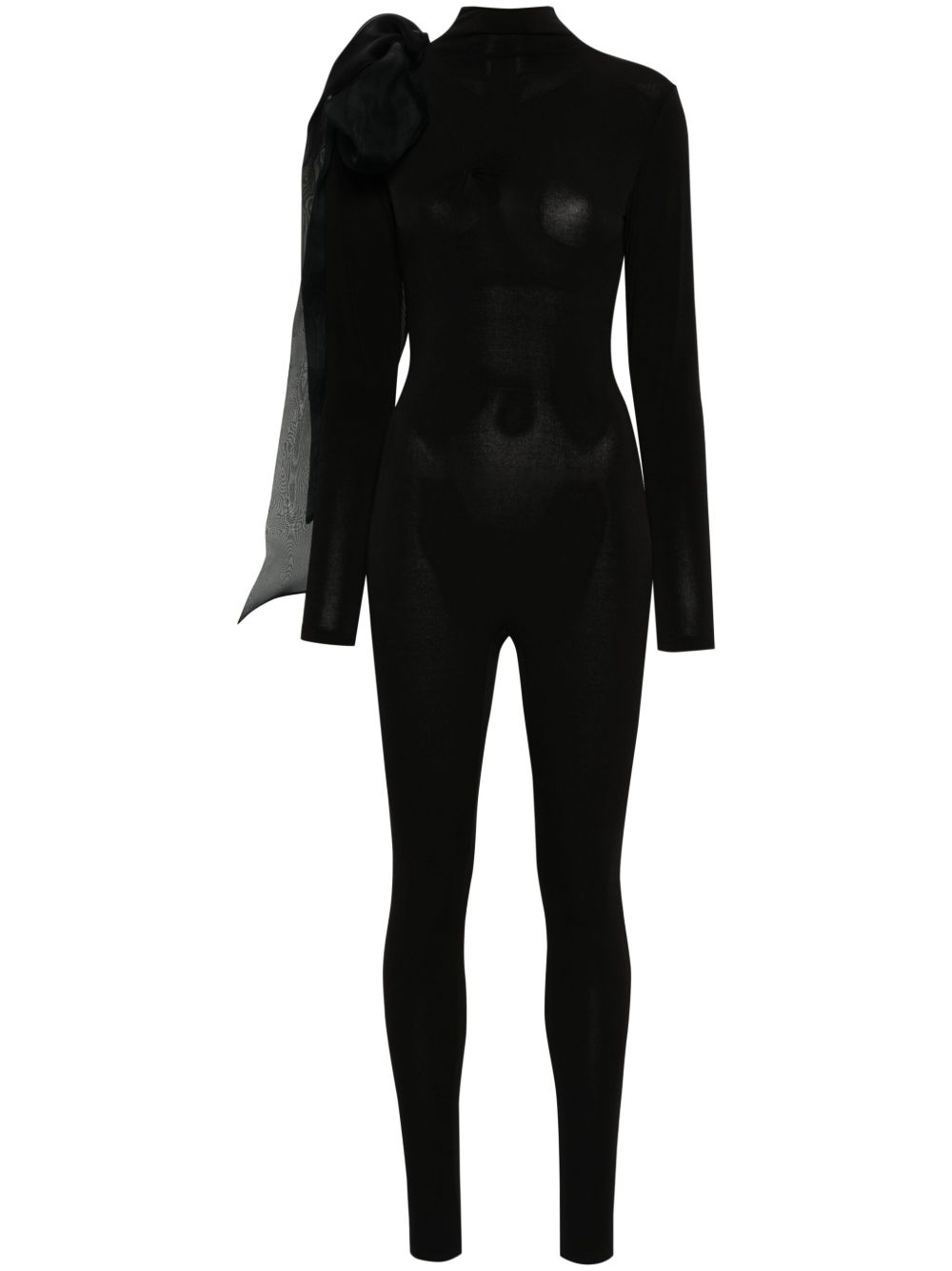 Atu Body Couture 褶饰垂坠感连体长裤 - 黑色