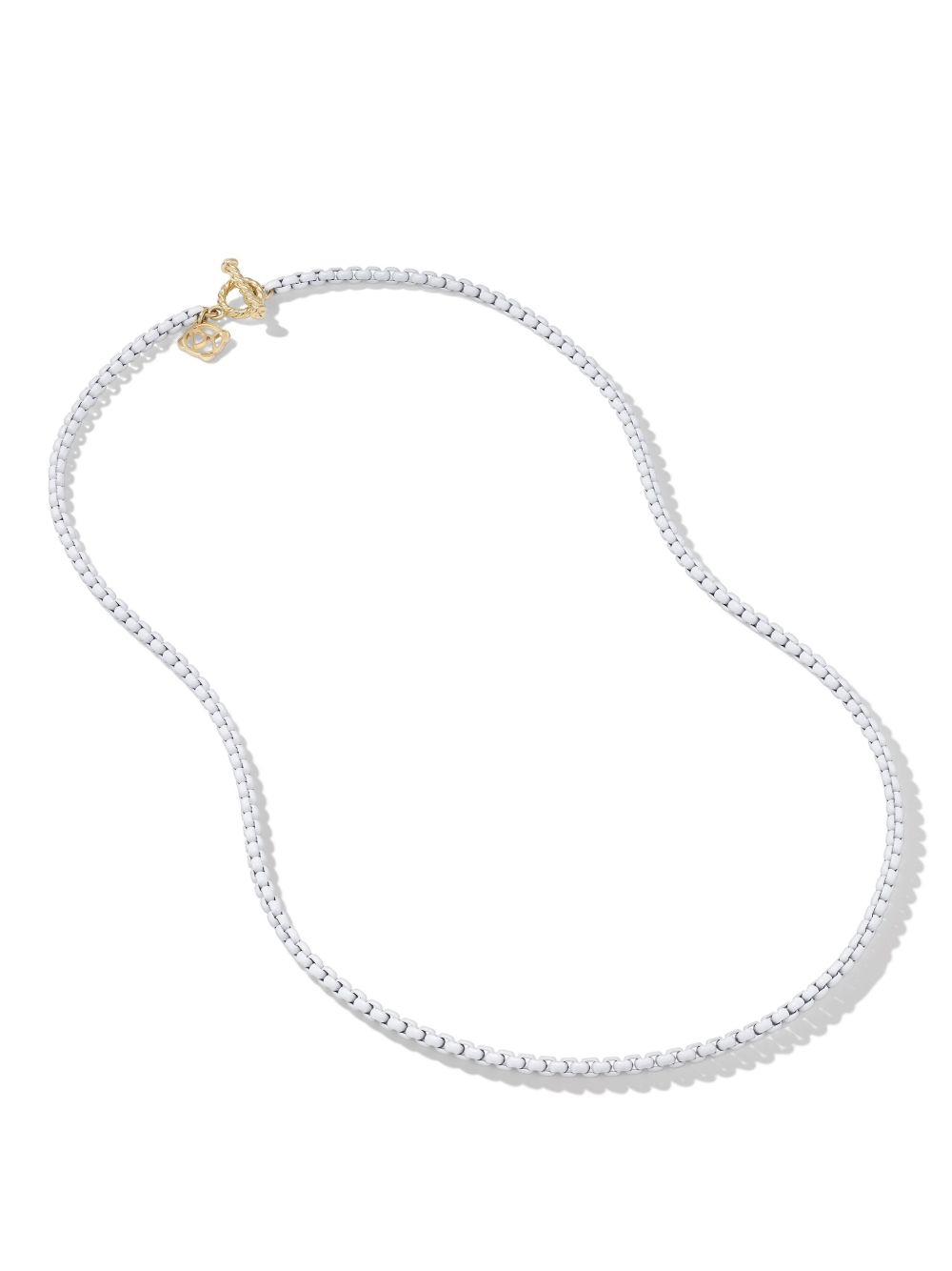 David Yurman DY Bel Aire 14K黄金不锈钢盒子链式手链 - 白色