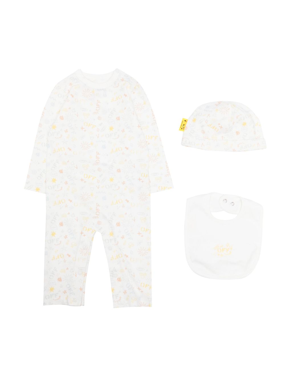 Off-White Kids logo印花棉连体衣套装 - 白色