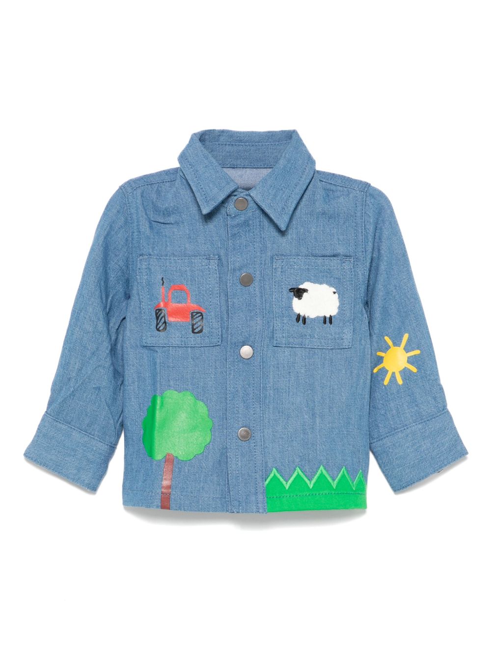 Stella McCartney Kids Farmyard 贴花衬衫 - 蓝色