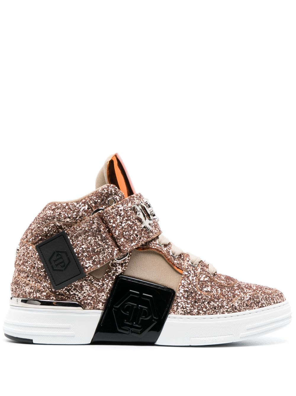 Philipp Plein logo标牌高帮运动鞋 - 粉色