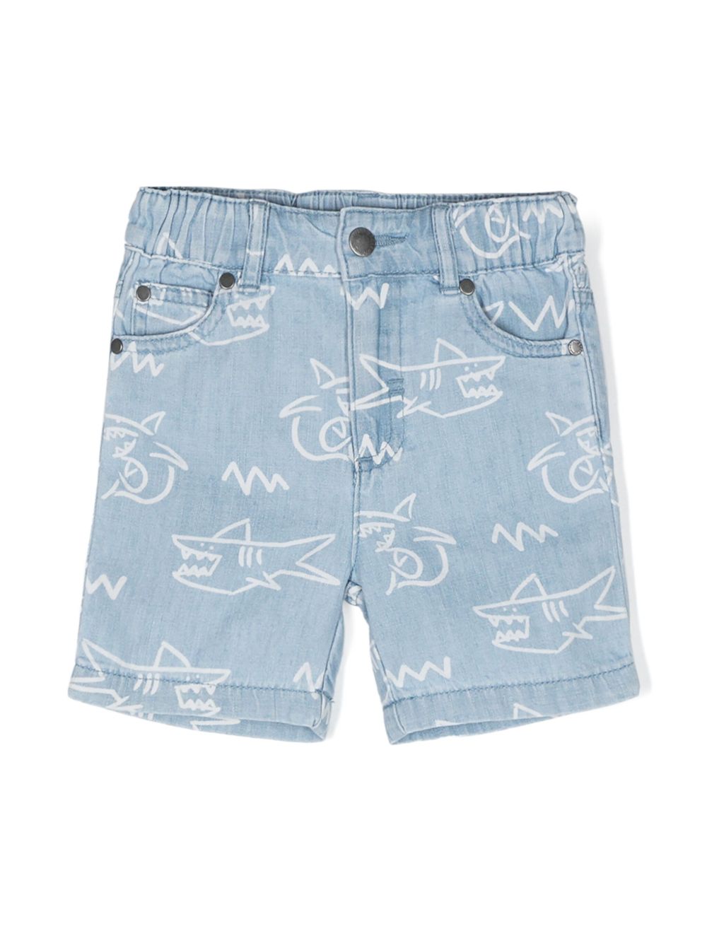 Stella McCartney Kids 图案印花棉短裤 - 蓝色