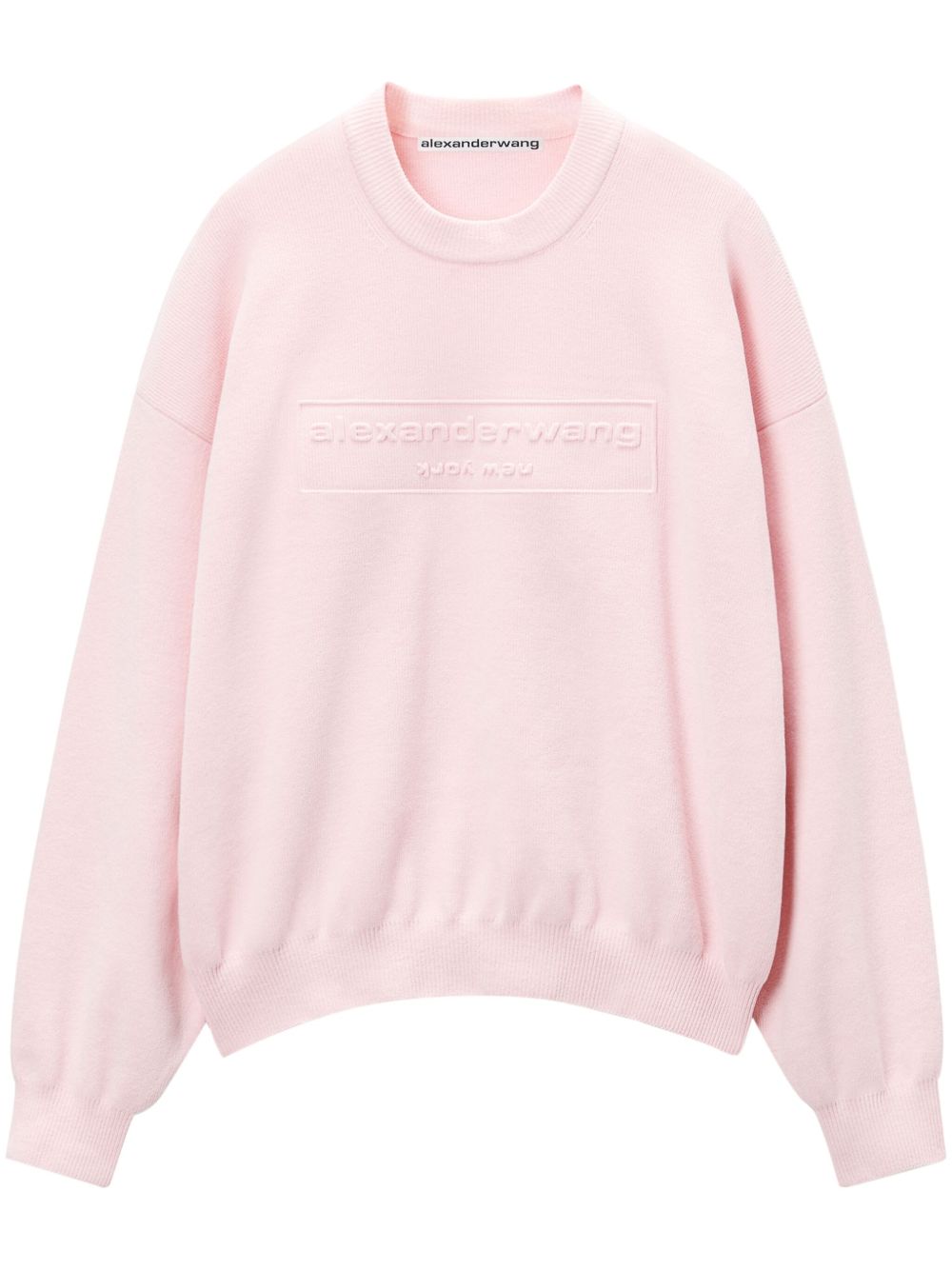 Alexander Wang logo压纹圆领毛衣 - 粉色