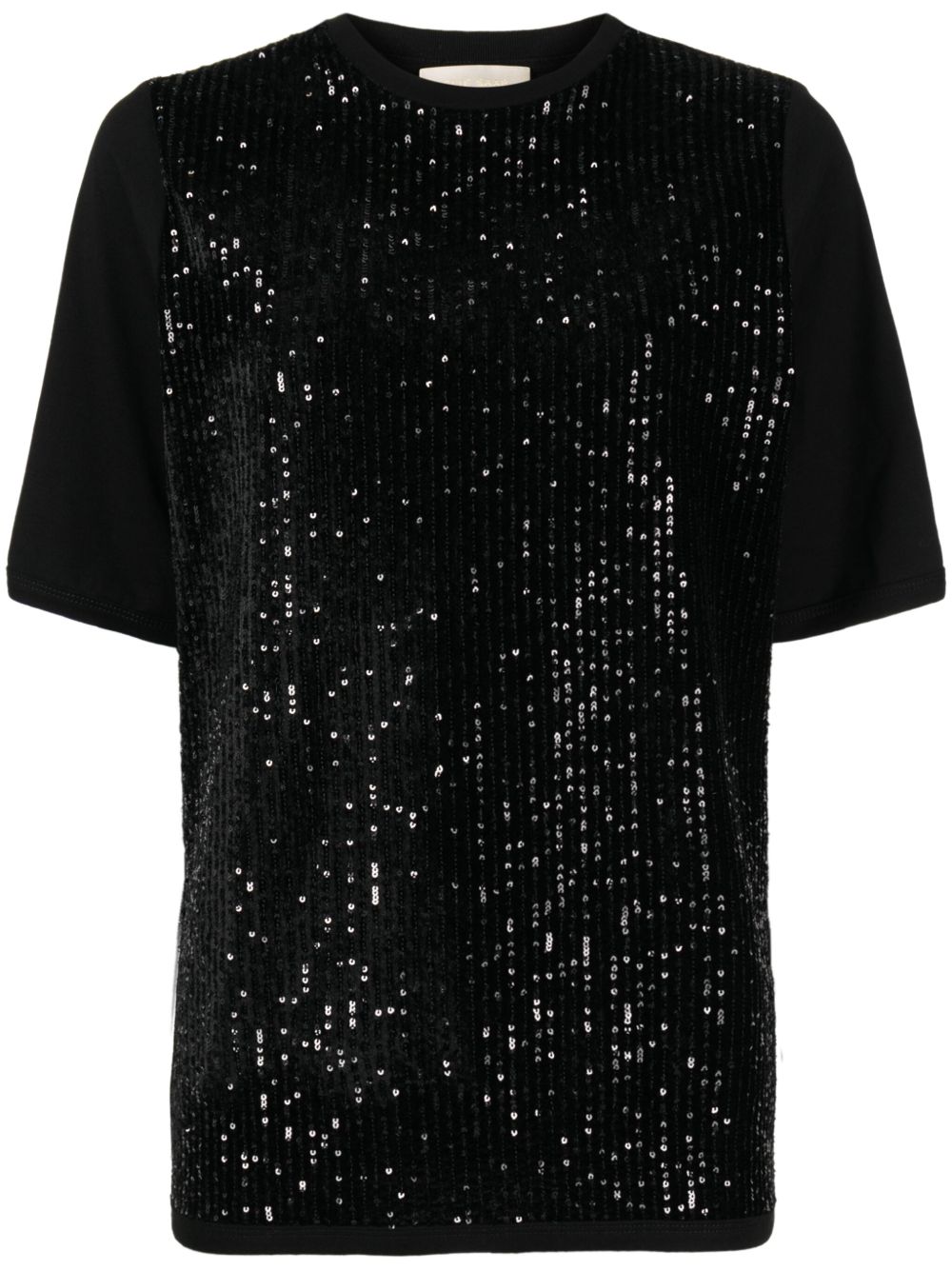 Elie Saab 亮片丝绒T恤 - 黑色