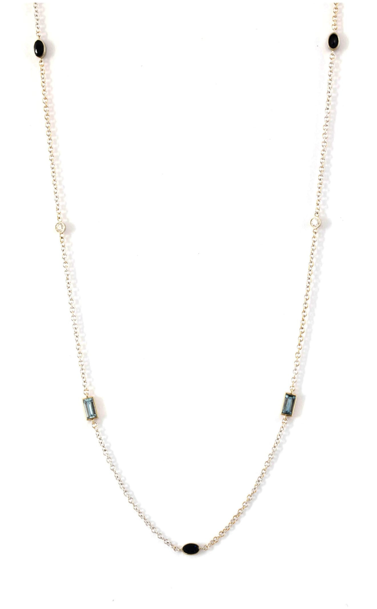 Lo Spazio Jewelry Lo Spazio Aquamarine, Blue Sapphire and Diamond Necklace