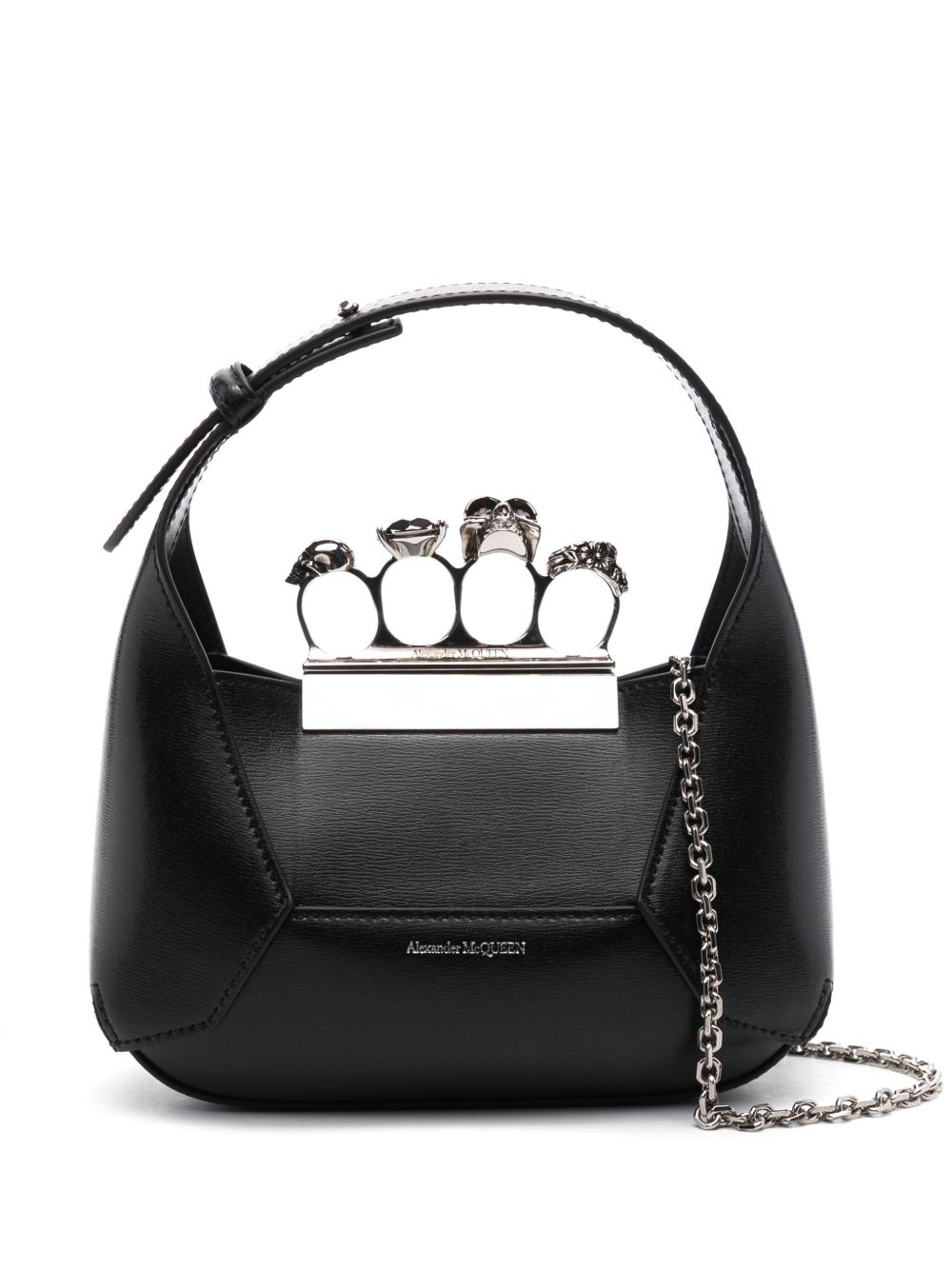 Alexander McQueen The Jewelled Hobo 皮质迷你包 - 黑色