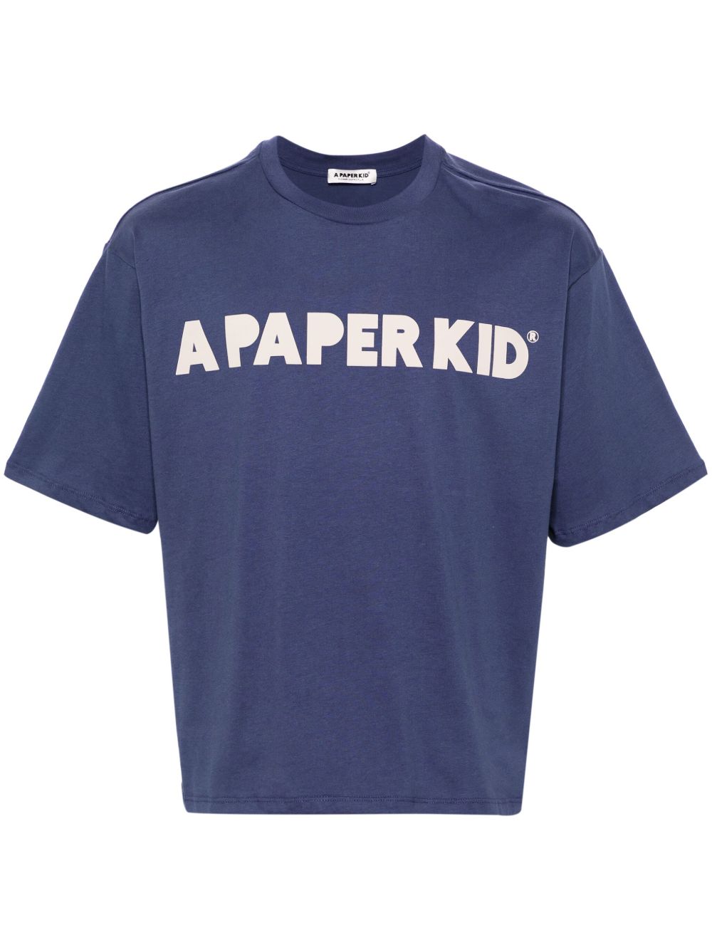 A Paper Kid logo印花棉T恤 - 蓝色
