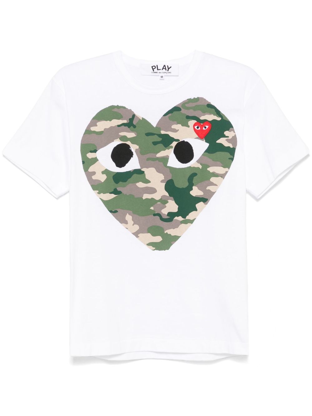 Comme Des Garçons Play 迷彩爱心印花棉T恤 - 白色