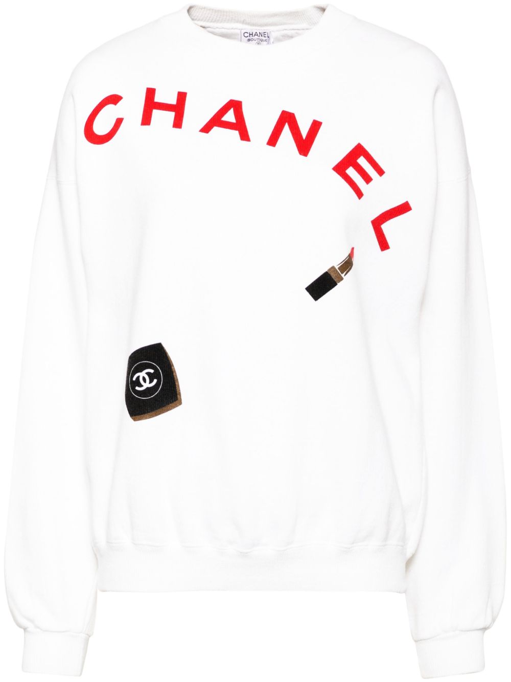 CHANEL Pre-Owned logo印花卫衣（1990-2000年代典藏款） - 白色