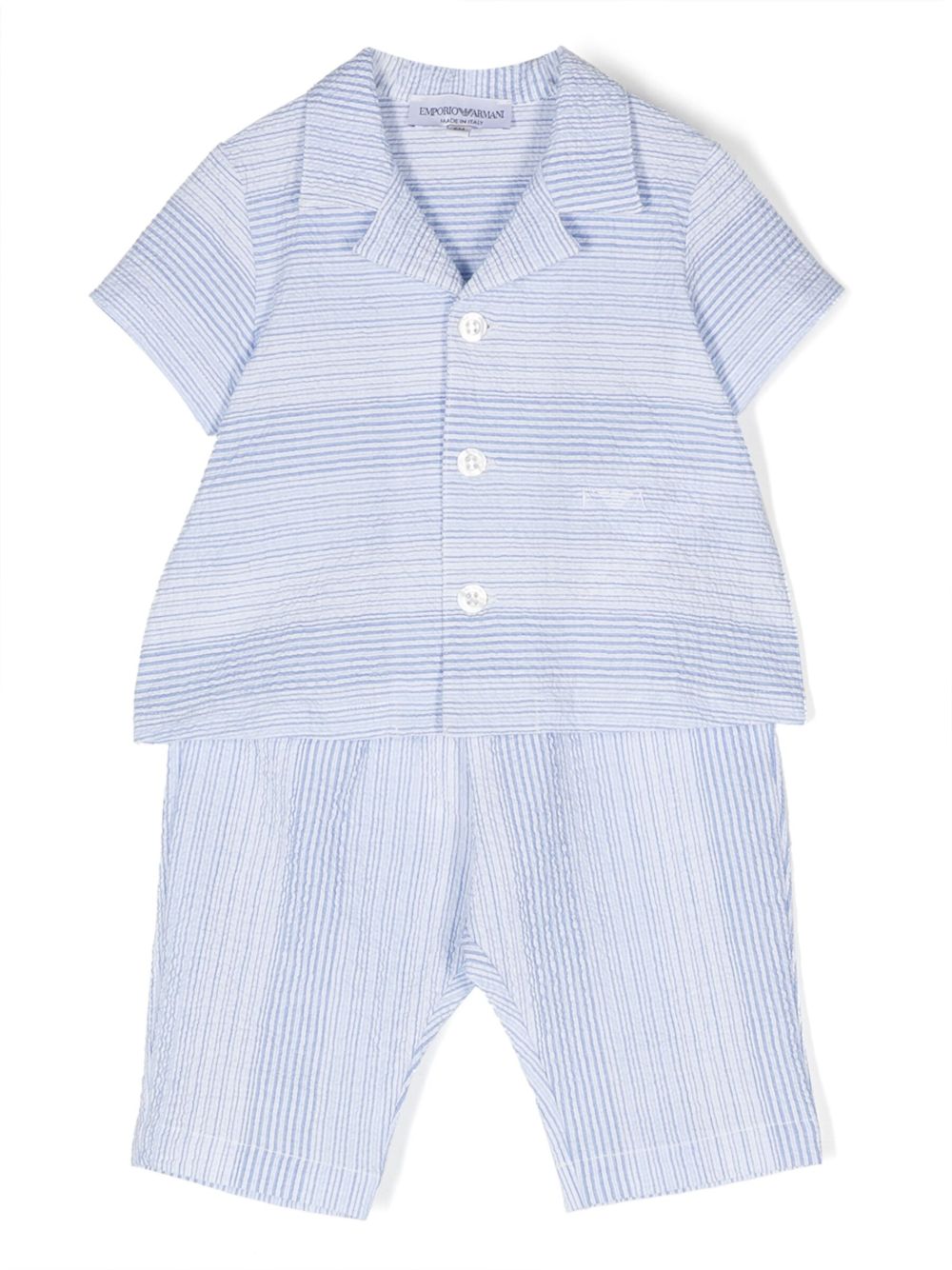 Emporio Armani Kids 条纹印花两件式套装 - 蓝色