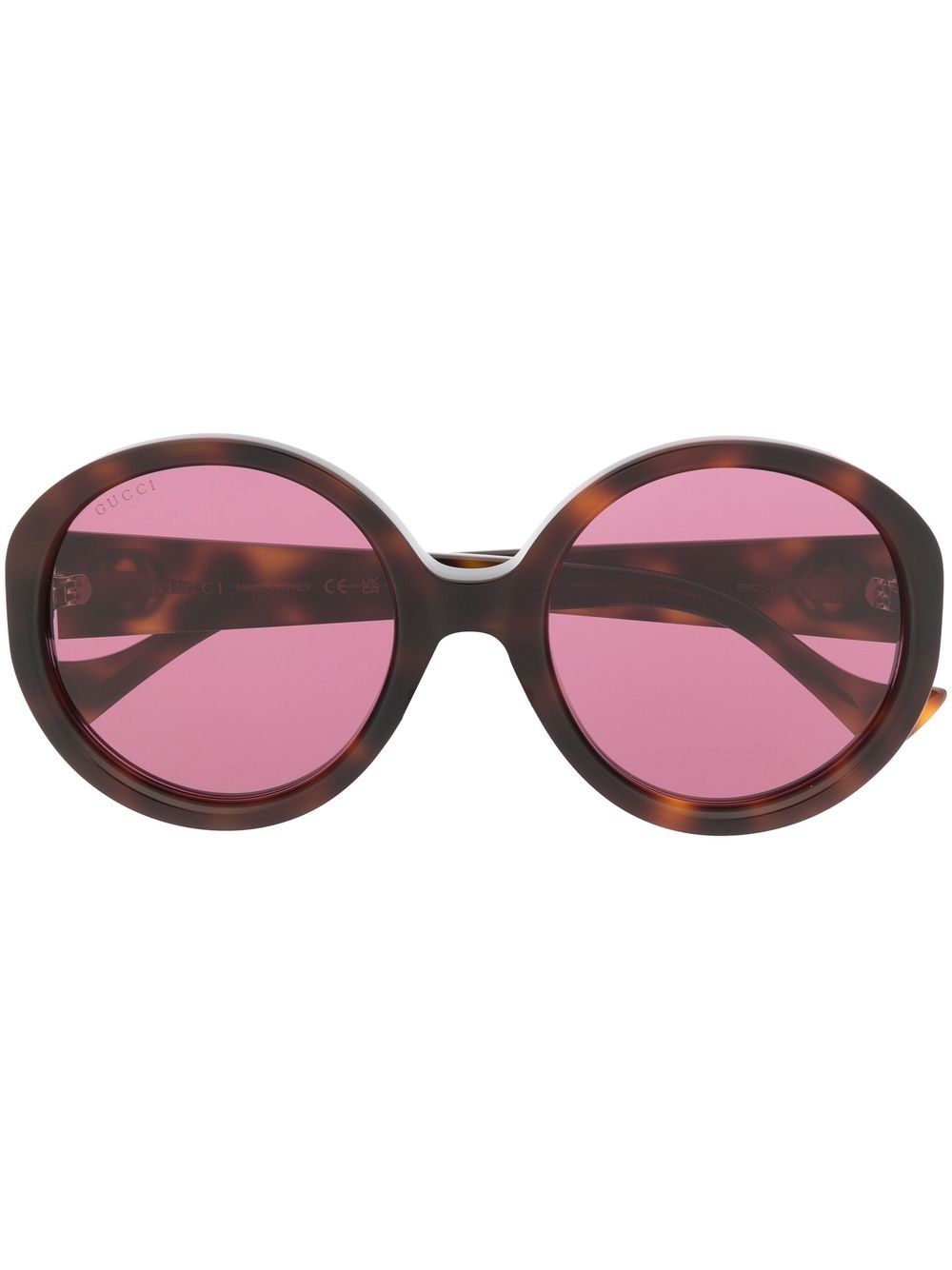 Gucci Eyewear logo标牌侧饰细节太阳眼镜 - 褐色