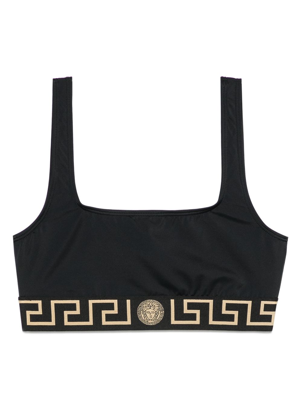 Versace 希腊回纹图案细节比基尼上装 - 黑色