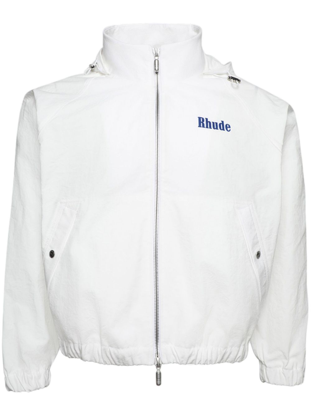 RHUDE logo印花连帽运动夹克 - 白色