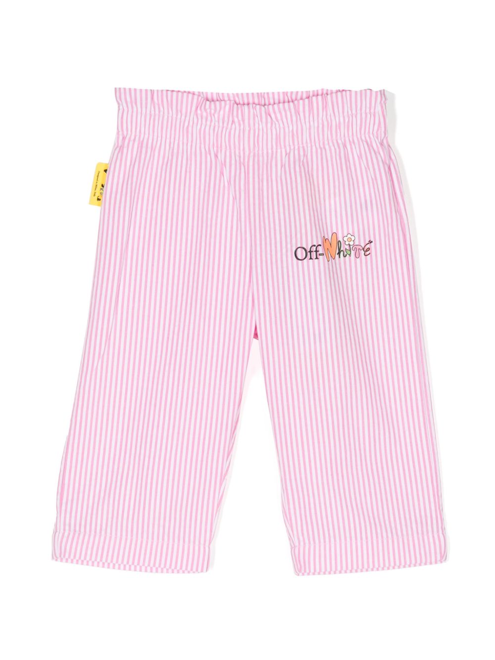 Off-White Kids 条纹棉长裤 - 粉色