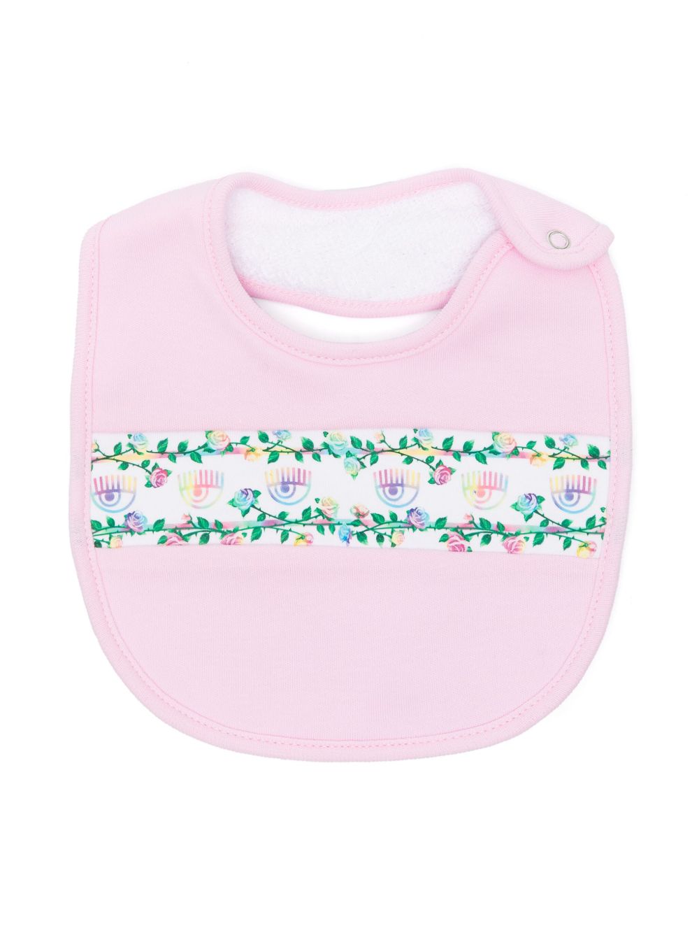 Chiara Ferragni Kids Eyelike 印花条纹平纹针织围兜 - 粉色